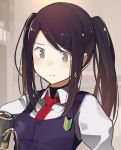  animal_ears bangs bar bartender blush breasts brown_hair cafe can cat_ears chair close-up closed_eyes closed_mouth coffee coffee_cup collared_shirt cup disposable_cup fuu_fuu girls_frontline holding indoors jill_stingray long_hair long_sleeves looking_at_cup multicolored_hair necktie nervous pouring purple_hair red_eyes red_neckwear shiny shiny_hair shirt sidelocks standing sweat twintails va-11_hall-a waistcoat white_shirt 