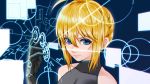  1girl ahoge artoria_pendragon_(all) bare_shoulders black_gloves blue_eyes braid collarbone commentary_request eyebrows_visible_through_hair face fate/grand_order fate_(series) gloves hair_between_eyes highres looking_at_viewer saber solo sunlon 