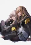  2girls 404_logo_(girls_frontline) brown_hair girls_frontline highres hood hooded_jacket jacket miyabino_(miyabi1616) multiple_girls scar scar_across_eye siblings sisters twins twintails ump45_(girls_frontline) ump9_(girls_frontline) 