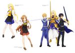  2boys 2girls absurdres alice_schuberg artist_request asuna_(sao) blue_eyes blue_hair eugeo highres kirito multiple_boys multiple_girls sword sword_art_online sword_art_online_alicization weapon 