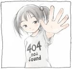  404-tan 404_not_found black_hair child pigtails text_shirt white_shirt young 