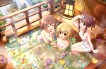 autumn blush brown_eyes brown_hair idolmaster_cinderella_girls_starlight_stage koga_koharu official_art onsen short_hair smile towel