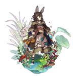  1boy animal_ears bag clothing_request deer dragalia_lost full_body leaf looking_at_viewer mushroom non-web_source official_art plant potion rabbit_ears ripples saitou_naoki serious solo sylas_(dragalia_lost) water 