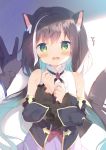  /\/\/\ 1girl animal_ear_fluff animal_ears bangs bare_shoulders black_gloves black_hair black_sleeves blue_hair blush cat_ears cat_girl cat_tail commentary_request detached_sleeves eyebrows_visible_through_hair gloves gradient_hair green_eyes hair_between_eyes hands_up kyaru_(princess_connect) long_sleeves looking_at_viewer low_twintails multicolored_hair open_mouth pov pov_hands princess_connect! princess_connect!_re:dive purple_skirt shirt skirt sleeveless sleeveless_shirt solo_focus streaked_hair tail tail_raised twintails wall_slam wavy_mouth white_hair white_shirt yuizaki_kazuya 
