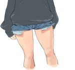  1girl commentary_request kotoyama legs original short_shorts shorts simple_background solo sweatshirt white_background 