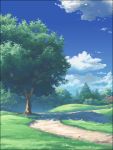  blue_sky clouds commentary day english_commentary grass kenji_gonzales landscape no_humans original outdoors path scenery shadow sky tree 