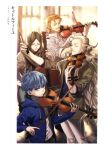  5boys absurdres artist_request blue_hair fate/grand_order fate_(series) hans_christian_andersen_(fate) highres instrument multiple_boys music phantom_of_the_opera_(fate/grand_order) playing playing_instrument violin violin_bow violin_case william_shakespeare_(fate) wolfgang_amadeus_mozart_(fate/grand_order) 