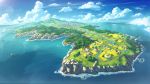  atelier_(series) atelier_ryza bird boat cliff from_above highres island no_humans ocean official_art river scenery tree watercraft 