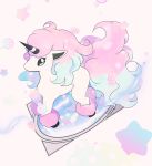  candy food galar_form galarian_ponyta gen_8_pokemon highres horn horse_tail multicolored_hair pink_hair pokemon pokemon_(creature) pokemon_(game) pokemon_swsh ponyta sh_lamb simple_background solo star tail two-tone_hair unicorn white_background white_skin 