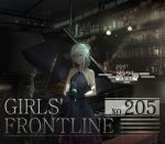  1girl alternate_costume an-94_(girls_frontline) black_dress black_gloves blue_eyes breasts chinese_commentary closed_mouth cup dress english_text girls_frontline gloves grey_hair highres holding holding_cup instrument light_particles long_dress looking_at_viewer mai_(xskdizzy) medium_hair piano shadow small_breasts standing 