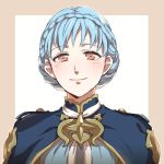  1girl blue_hair braid brown_eyes closed_mouth crown_braid fire_emblem fire_emblem:_three_houses lowres marianne_von_edmund short_hair simple_background smile solo sooon103 upper_body 