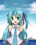  arms_behind bare_shoulders hatsune_miku lowres uiko vocaloid 