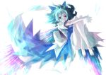  1girl 9ji blue_eyes blue_hair cirno ribbon short_hair solo touhou wings 