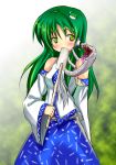  green_eyes green_hair japanese_clothes kochiya_sanae miko snake touhou tsujigiri tujigiri 