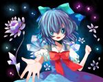  blue_hair cirno flower himaki ribbon ribbons short_hair touhou wings 