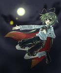  buggirl cape fireflies green_eyes green_hair insect_girl moon night night_sky open_mouth short_hair sky touhou wriggle_nightbug yutsuka 