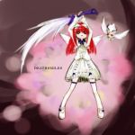  bow cave_(developer) deathsmiles dress gothic_lolita hair_bow lolita_fashion mot_(anticycle) red_hair redhead thigh-highs thighhighs windia wings zettai_ryouiki 