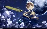  blonde_hair duplicate energy_sword fate fate_testarossa flower mahou_shoujo_lyrical_nanoha moon night red_eyes sword weapon 