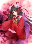  brown_hair doll japanese_clothes kimono kunogotoshi long_hair ojou_(mei_guanxi) original red_eyes ribbon ribbons 