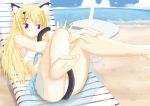  :&lt; beach bikini blonde_hair cat_ears cat_tail feet kotora long_hair lulli mizuki_kotora nekomimi ocean ribbon sakura_strasse swimsuit tail 
