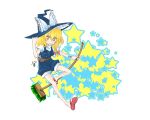  :3 belt blonde_hair braid broom broom_riding hair_ribbon hair_ribbons hat kirisame_marisa myama ribbon ribbons solo star stars touhou witch_hat yellow_eyes 