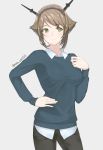  1girl alternate_costume casual contemporary cowboy_shot harpoomoss kantai_collection mutsu_(kantai_collection) solo sweater tagme 