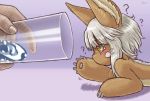  1other ? animal_ears bune_poster commentary cup drinking_glass eyebrows_visible_through_hair from_side furry highres holding holding_cup made_in_abyss nanachi_(made_in_abyss) water white_hair yellow_eyes 