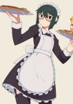  1girl absurdres apron blush food garter_belt garter_straps glasses headdress highres kino kino_no_tabi kokuya28 maid parfait short_hair tagme tray 