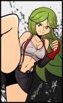  1girl artist_name crop_top deviantart_username elbow_gloves final_fantasy final_fantasy_vii gloves goddess green_hair kid_icarus long_hair moe navel nintendo nintendo_ead palutena palutena_no_kagami panties raydango solo sora_(company) square_enix tank_top tifa_lockhart tifa_lockhart_(cosplay) twitter_username underwear 