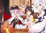  6+girls akagi-chan_(azur_lane) animal_ears apron aqua_eyes architecture autumn autumn_leaves ayanami_(azur_lane) azur_lane bare_shoulders belchan_(azur_lane) belfast_(azur_lane) black_hair black_headwear black_kimono black_legwear black_ribbon blue_dress blue_shirt blush braid cape capelet closed_mouth detached_sleeves dress east_asian_architecture ekuramani eyebrows_visible_through_hair fake_animal_ears falling_leaves food french_braid frilled_apron frills fur-trimmed_cape fur_trim gloves hat hiei-chan_(azur_lane) high_ponytail horns iron_cross japanese_clothes javelin_(azur_lane) kimono laffey_(azur_lane) leaf leaf_print light_brown_hair little_cleveland_(azur_lane) looking_at_viewer looking_down maid maid_headdress maple_leaf meowfficer_(azur_lane) messy_hair military_hat multicolored multicolored_cape multicolored_clothes multiple_girls one_side_up open_door open_mouth out_of_frame outdoors pantyhose peaked_cap peeping pleated_dress ponytail potato purple_hair rabbit_ears reaching_out red_eyes ribbon roasting shirt short_hair side_ponytail skirt sleeping sleeveless sleeveless_dress sliding_doors smile squatting standing tatami tilted_headwear twintails waist_apron wavy_mouth white_apron white_cape white_gloves white_hair wooden_floor yellow_eyes younger zeppelin-chan_(azur_lane) 
