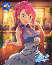  blush character_name dress idolmaster_million_live!_theater_days long_hair maihama_ayumu pink_eyes pink_hair smile 