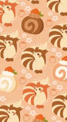  alternate_color animal_focus blush bright_pupils brown_eyes cake closed_eyes closed_mouth flower food fruit full_body furret no_humans open_mouth pink_background pokemon pokemon_(creature) satsumapotato shiny_pokemon strawberry swiss_roll white_pupils 