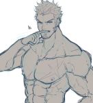  1boy abs bara chest facial_hair fate/grand_order fate_(series) highres looking_at_viewer male_focus muscle napoleon_bonaparte_(fate/grand_order) nipples pectorals scar sketch smile solo souyata0502 topless upper_body veins white_background 