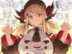  arao ayer blue_eyes breasts claw_pose draph granblue_fantasy hallessena halloween_costume hat horns jessica_(granblue_fantasy) large_breasts long_hair low_twintails pointy_ears smile twintails wide_sleeves 