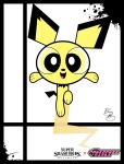  1boy baby_pokemon cartoon_network craig_mccracken_(style) creatures_(company) game_freak mouse nintendo no_humans pichu pokemon pokemon_(creature) pokemon_gsc powerpuff_girls solo sora_(company) splatter style_parody super_smash_bros. super_smash_bros._ultimate the_pokemon_company turner_entertainment xeternalflamebryx yellow_eyes 