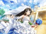  black_hair blue_eyes dress kagura_hikari long_hair shoujo_kageki_revue_starlight veil wedding 