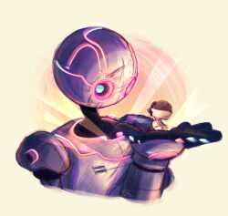  animal bird brightbill_(the_wild_robot) clip_studio_paint_(medium) commentary english_commentary gold07arts goose gosling highres mechanical_hands non-humanoid_robot painterly robot rozzum_unit_7134 the_wild_robot 