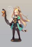  1girl abigail_williams_(fate/grand_order) ahoge animal_ear_fluff animal_ears atalanta_(fate) atalanta_(fate)_(cosplay) bangs black_bow black_dress black_footwear black_gloves black_legwear blonde_hair blue_eyes blush boots bow bow_(weapon) breasts cat_ears cat_girl cat_tail commentary cosplay dress english_commentary fate/apocrypha fate/grand_order fate_(series) forehead full_body gloves green_dress grey_background hair_bow holding holding_bow_(weapon) holding_weapon juliet_sleeves kemonomimi_mode long_hair long_sleeves looking_at_viewer miya_(pixiv15283026) multiple_bows orange_bow parted_bangs parted_lips puffy_short_sleeves puffy_sleeves shadow short_sleeves small_breasts solo standing tail tail_bow thigh-highs thigh_boots two-tone_dress very_long_hair weapon 