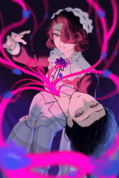  2girls absurdres highres maid maid_headdress multiple_girls neck_flower neiro_(n0neiro) one_eye_covered reverse:1999 tuesday_(reverse:1999) 