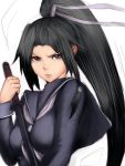 black_eyes black_hair frown humio katana lips long_hair ponytail school_uniform sword tokinomiya_kamui weapon 