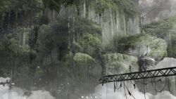  1girl abandoned absurdres building clouds commentary crane_(machine) english_commentary flock highres lucia_(pgr) mecha overgrown punishing:_gray_raven robot ruins scenery simple_bird skyscraper standing very_wide_shot zi_dianli_chang 