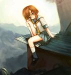  blue_eyes broiler brown_hair garbage higurashi_no_naku_koro_ni orange_hair ryuuguu_rena school_uniform serafuku 