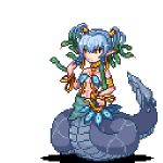  blue_hair gif kenkou_kurosu lamia medusa monster_girl pixel_art snake_tail sprite yellow_eyes 