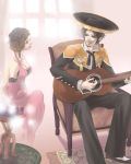  brown_eyes brown_hair edna_capone green_eyes guitar hat instrument ricardo_gomez shadow_hearts shadow_hearts_from_the_new_world 