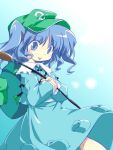  backpack bag blue_eyes blue_hair cattail hat kawashiro_nitori plant touhou 