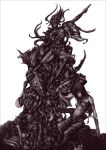  bad_id breasts chitose_rin exdeath final_fantasy final_fantasy_v final_fantasy_vi horns long_hair monochrome monster neo_exdeath open_mouth rel skeleton statue thighs under_boob underboob 