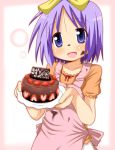  birthday cake chocolate food food_on_face fruit hiiragi_tsukasa lucky_star minami_(colorful_palette) pastry strawberry 