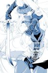  blue blue_mage elf elvaan final_fantasy final_fantasy_xi gloves monochrome pinky_out pointy_ears solo sword thigh_gap toroshio weapon 