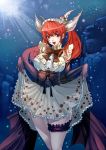  long_hair ocean red_eyes red_hair redhead ribbon ribbons sea shell skirt underwater water 