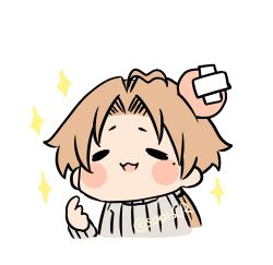  1boy absurdres ahoge bandages blush_stickers brown_hair closed_eyes head_bump highres mole mole_under_eye mushoku_tensei ponytail rudeus_greyrat sdd13lr 